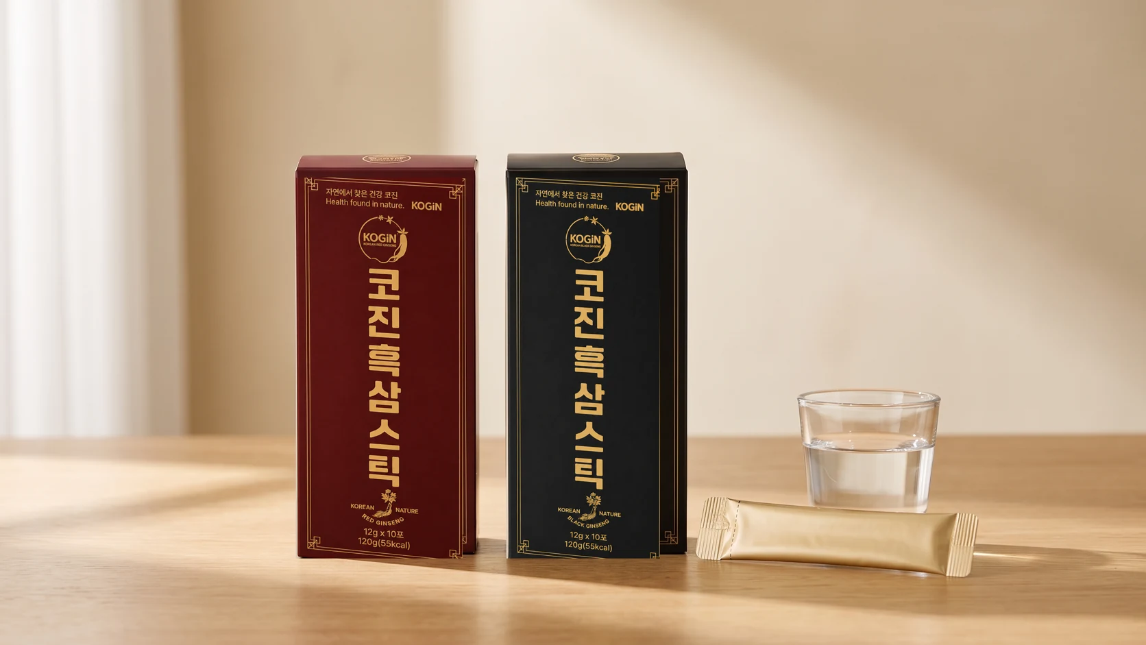 코진 레드와 블랙 상자, 물과 낱포를 함께 둔 섭취 장면