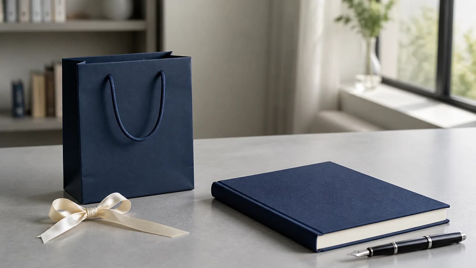 입학 축하를 상징하는 선물 가방과 노트